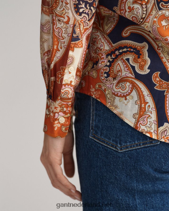 GANT vrouwen gouden sinaasappel regular fit overhemd van paisleykatoenzijde R48460580