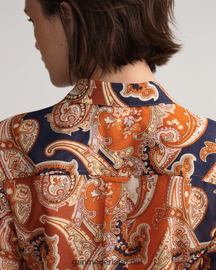 GANT vrouwen gouden sinaasappel regular fit overhemd van paisleykatoenzijde R48460580