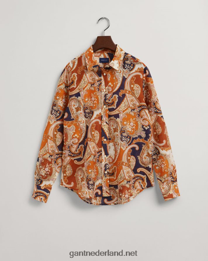 GANT vrouwen gouden sinaasappel regular fit overhemd van paisleykatoenzijde R48460580