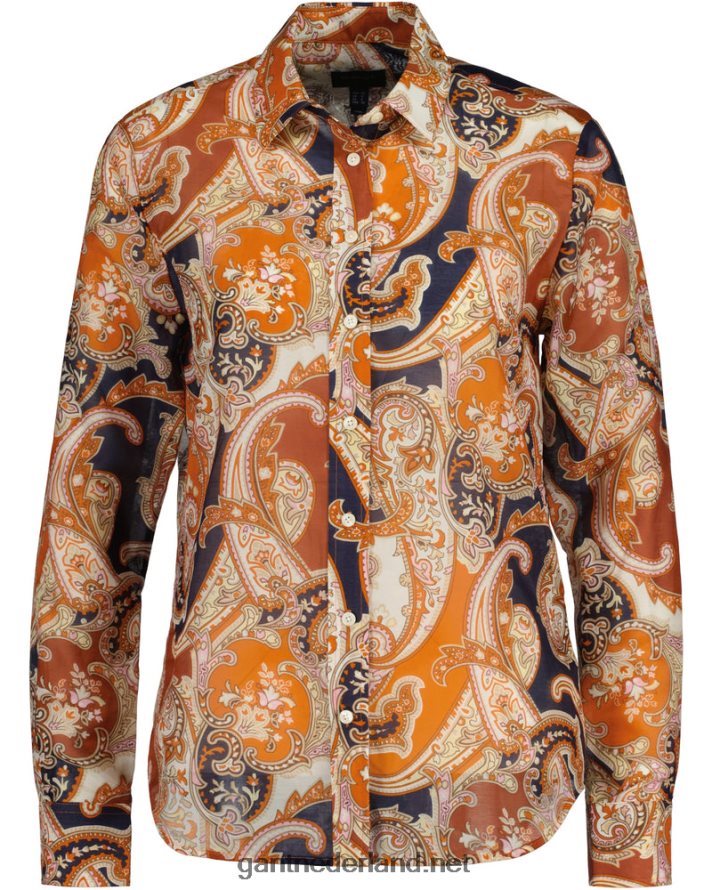 GANT vrouwen gouden sinaasappel regular fit overhemd van paisleykatoenzijde R48460580