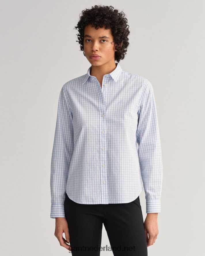 GANT vrouwen hampton blauw overhemd van popeline met normale pasvorm R48460597