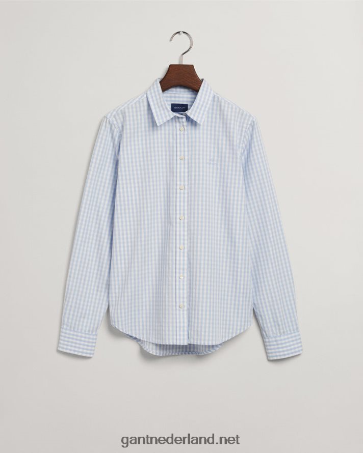 GANT vrouwen hampton blauw overhemd van popeline met normale pasvorm R48460597