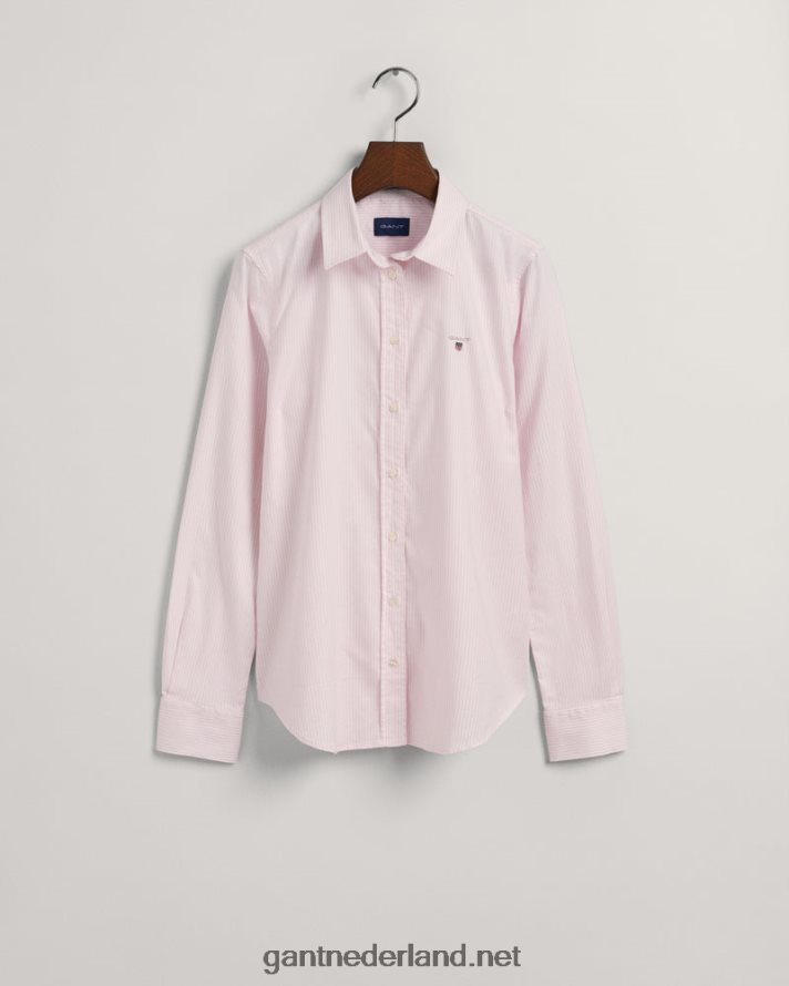 GANT vrouwen lichtroze banker strepen stretch oxford overhemd R48460596