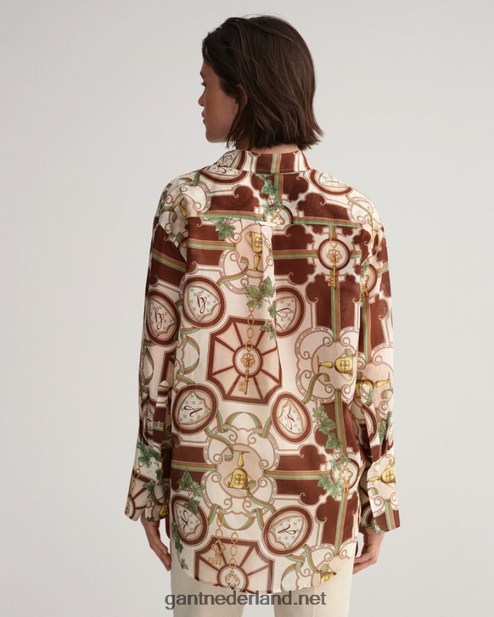 GANT vrouwen linnen relaxed fit amerikaans luxe katoenen zijden overhemd R48460588