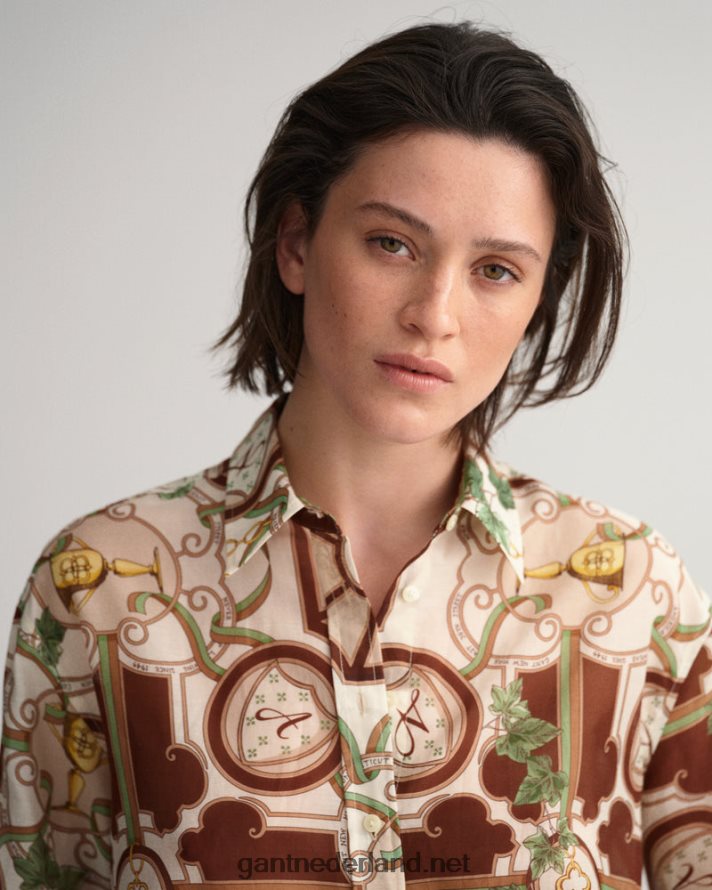 GANT vrouwen linnen relaxed fit amerikaans luxe katoenen zijden overhemd R48460588