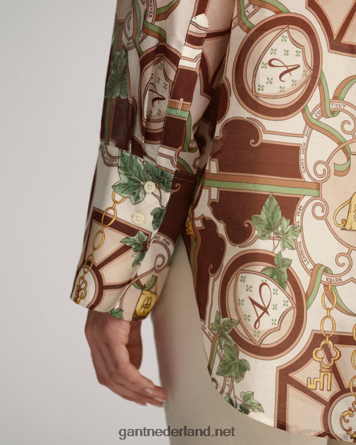 GANT vrouwen linnen relaxed fit amerikaans luxe katoenen zijden overhemd R48460588