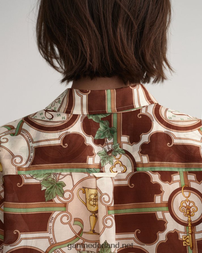 GANT vrouwen linnen relaxed fit amerikaans luxe katoenen zijden overhemd R48460588