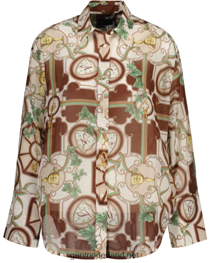 GANT vrouwen linnen relaxed fit amerikaans luxe katoenen zijden overhemd R48460588