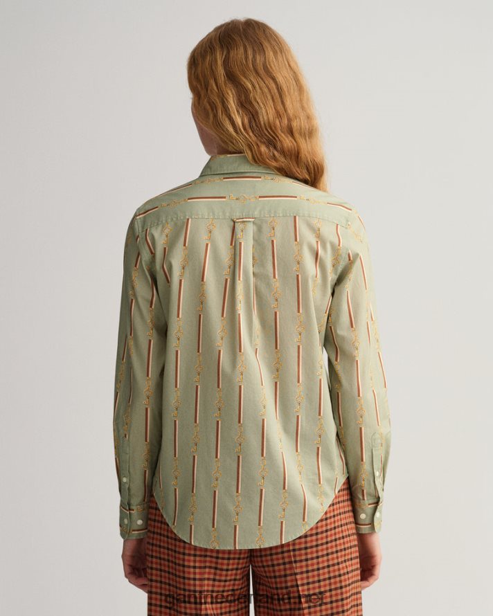 GANT vrouwen porselein groen Regular fit Amerikaans luxe katoenen voile overhemd R48460583