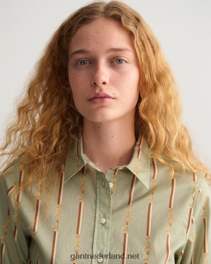 GANT vrouwen porselein groen Regular fit Amerikaans luxe katoenen voile overhemd R48460583