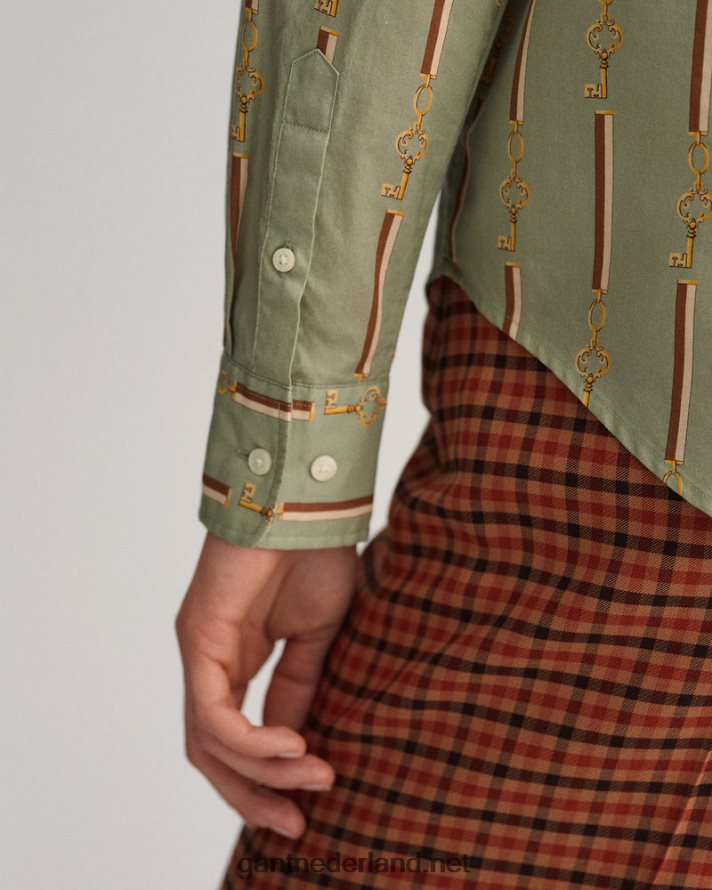 GANT vrouwen porselein groen Regular fit Amerikaans luxe katoenen voile overhemd R48460583