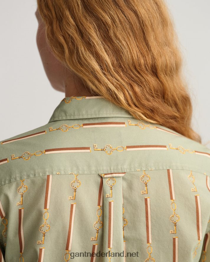 GANT vrouwen porselein groen Regular fit Amerikaans luxe katoenen voile overhemd R48460583