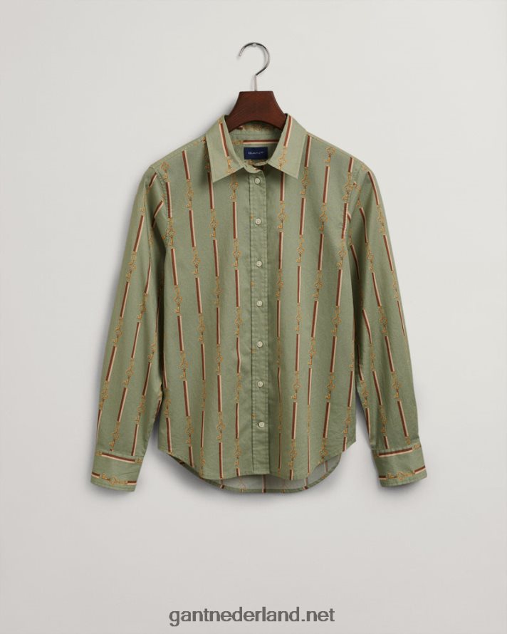 GANT vrouwen porselein groen Regular fit Amerikaans luxe katoenen voile overhemd R48460583