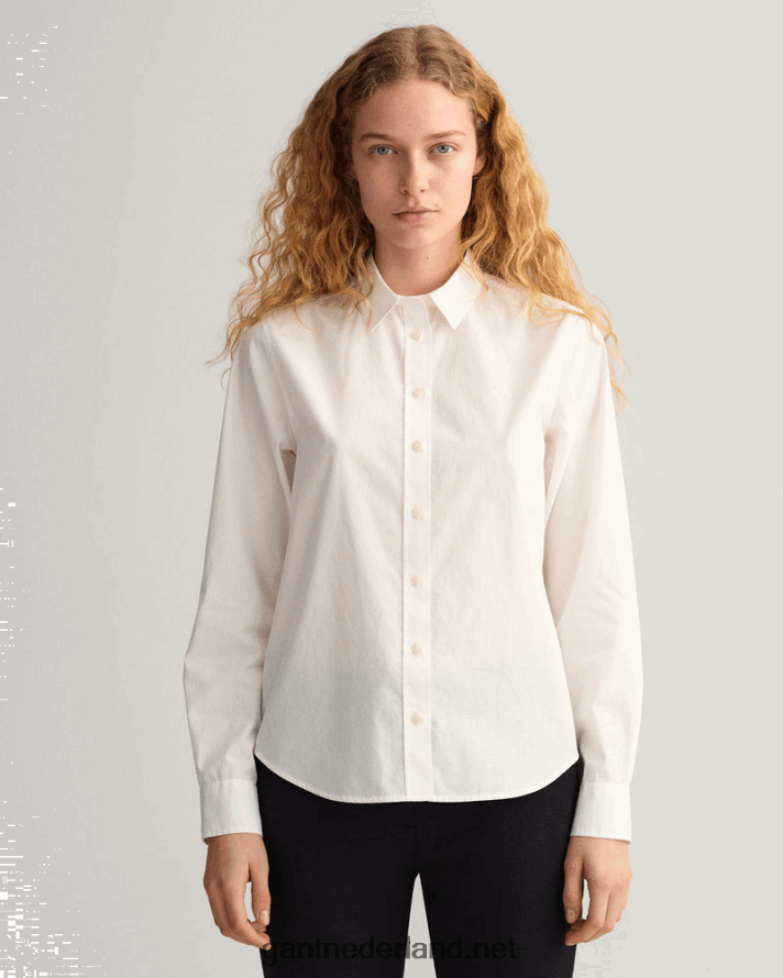 GANT vrouwen wit overhemd van popeline met normale pasvorm R48460594