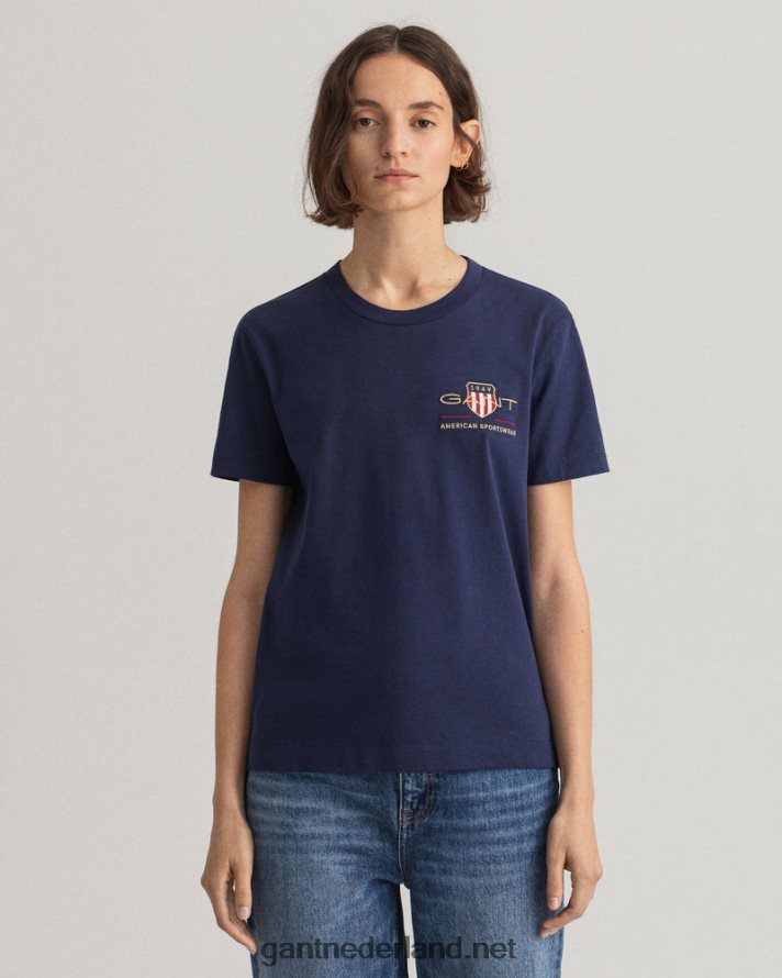 GANT vrouwen avond blauw archief schild t-shirt R48460612