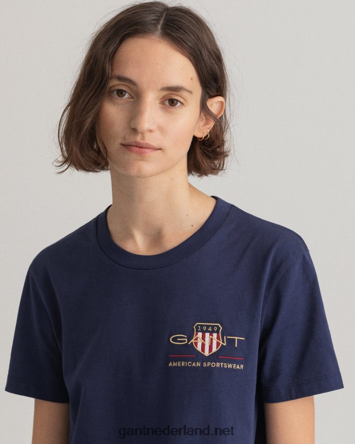 GANT vrouwen avond blauw archief schild t-shirt R48460612