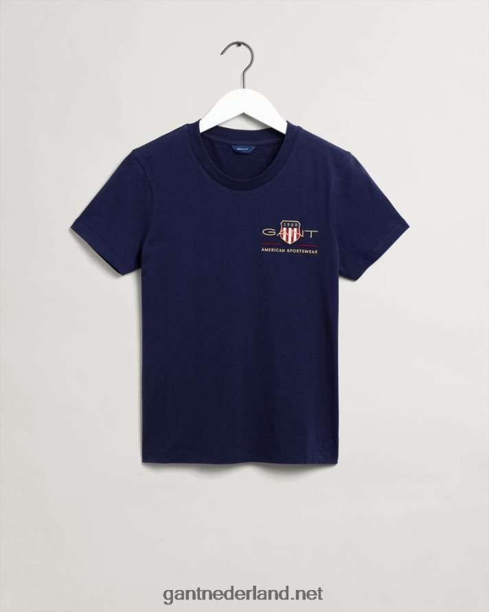GANT vrouwen avond blauw archief schild t-shirt R48460612
