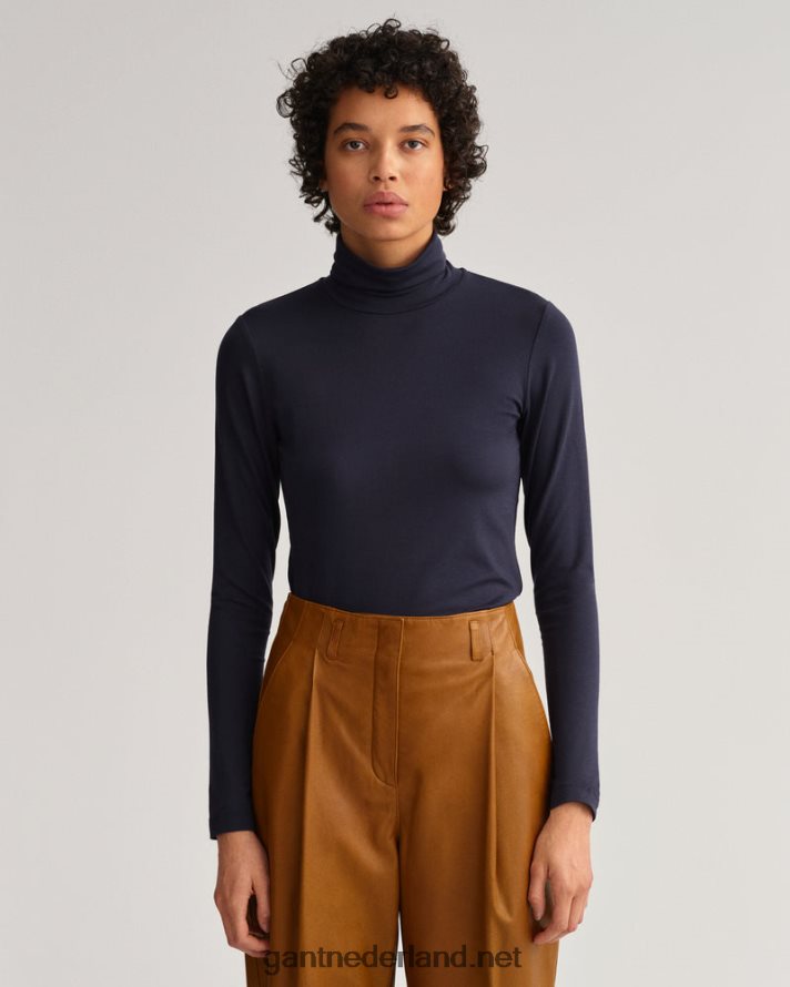 GANT vrouwen avond blauw jersey coltrui met lange mouwen R48460637