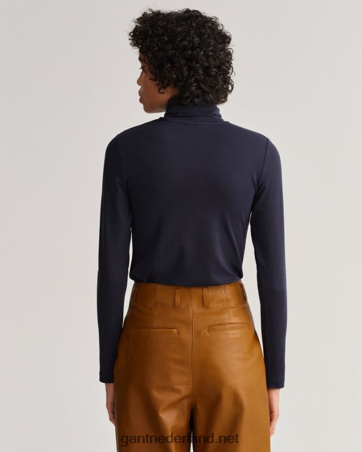 GANT vrouwen avond blauw jersey coltrui met lange mouwen R48460637