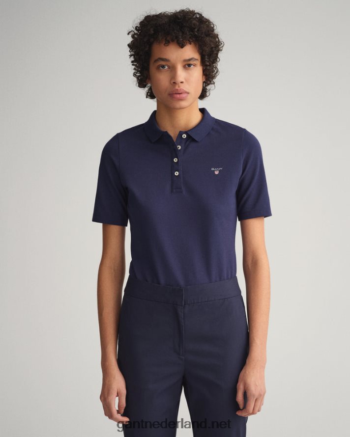 GANT vrouwen avond blauw origineel piqué poloshirt met lange korte mouwen R48460615