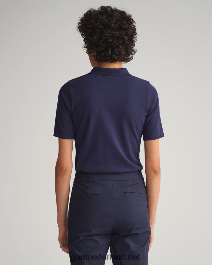 GANT vrouwen avond blauw origineel piqué poloshirt met lange korte mouwen R48460615