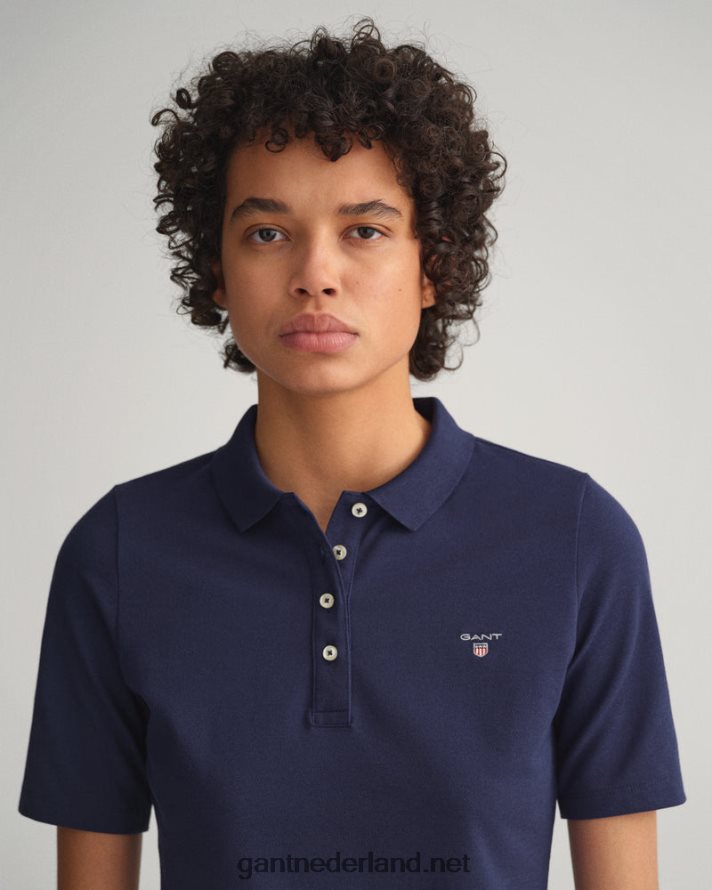 GANT vrouwen avond blauw origineel piqué poloshirt met lange korte mouwen R48460615