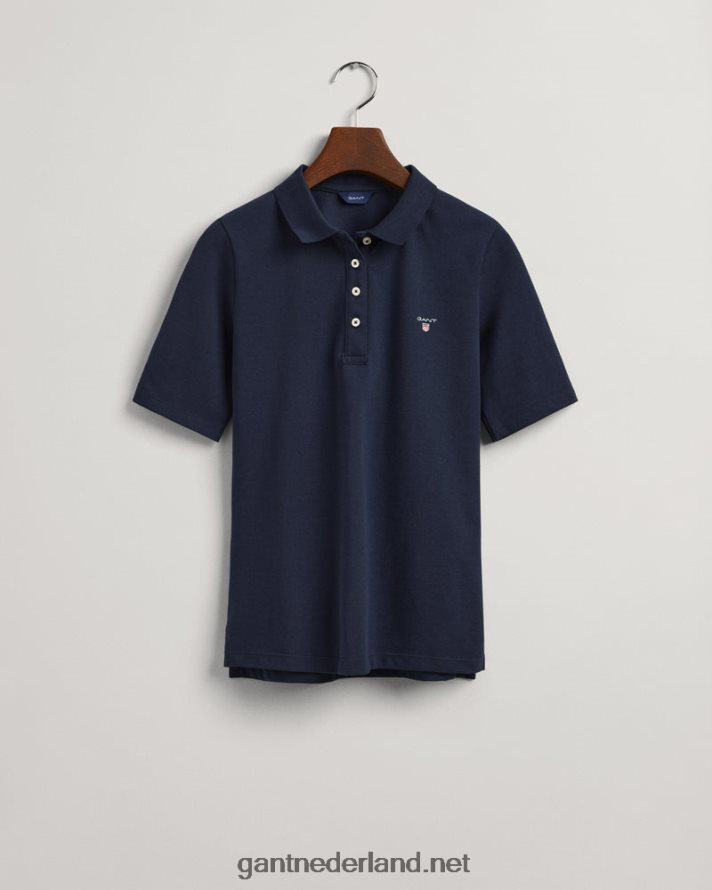 GANT vrouwen avond blauw origineel piqué poloshirt met lange korte mouwen R48460615