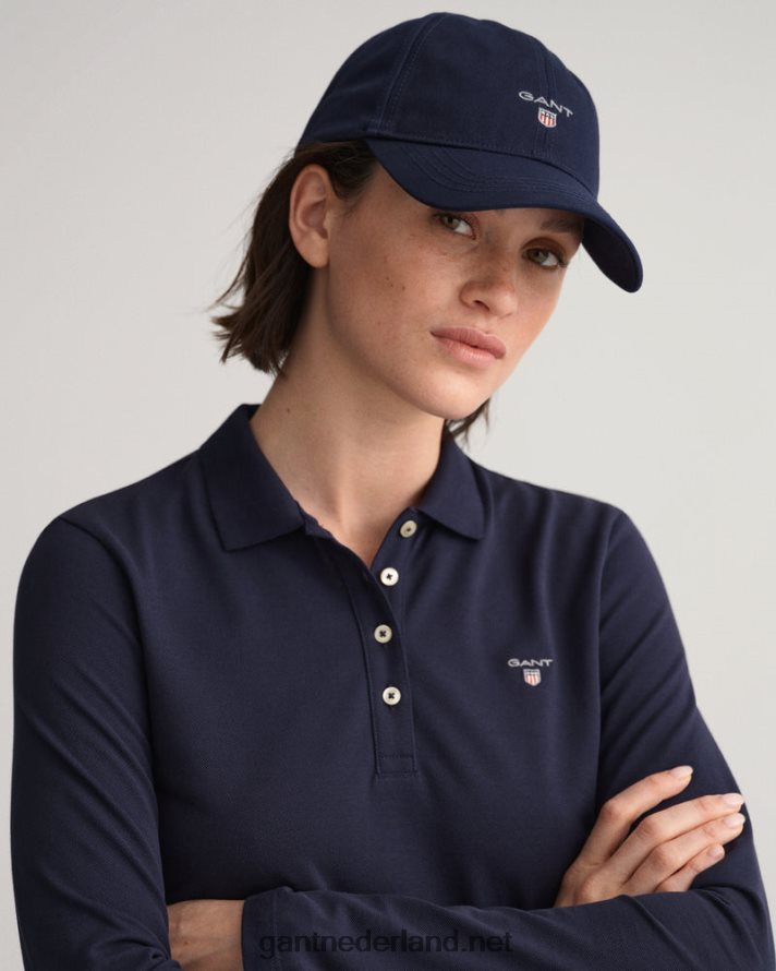 GANT vrouwen avond blauw origineel piqué poloshirt met lange mouwen R48460629