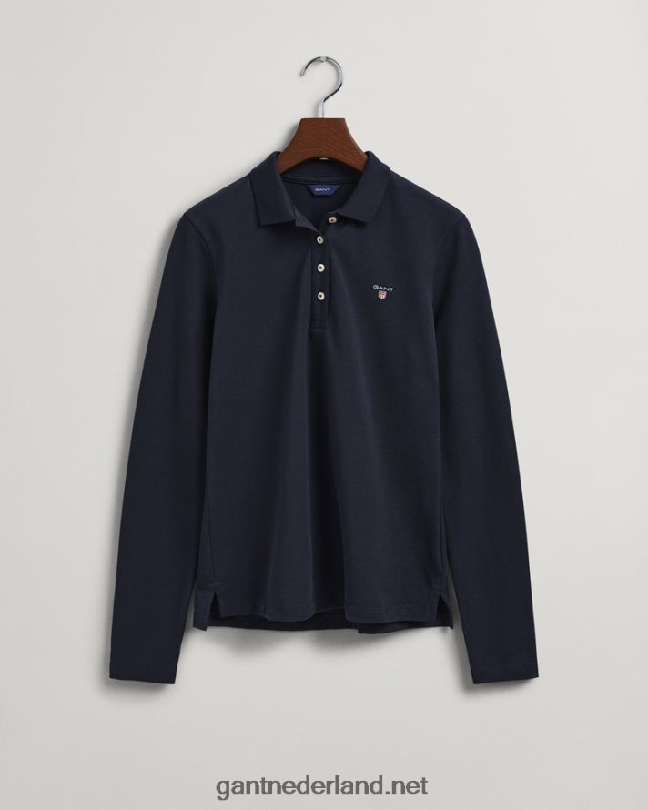 GANT vrouwen avond blauw origineel piqué poloshirt met lange mouwen R48460629