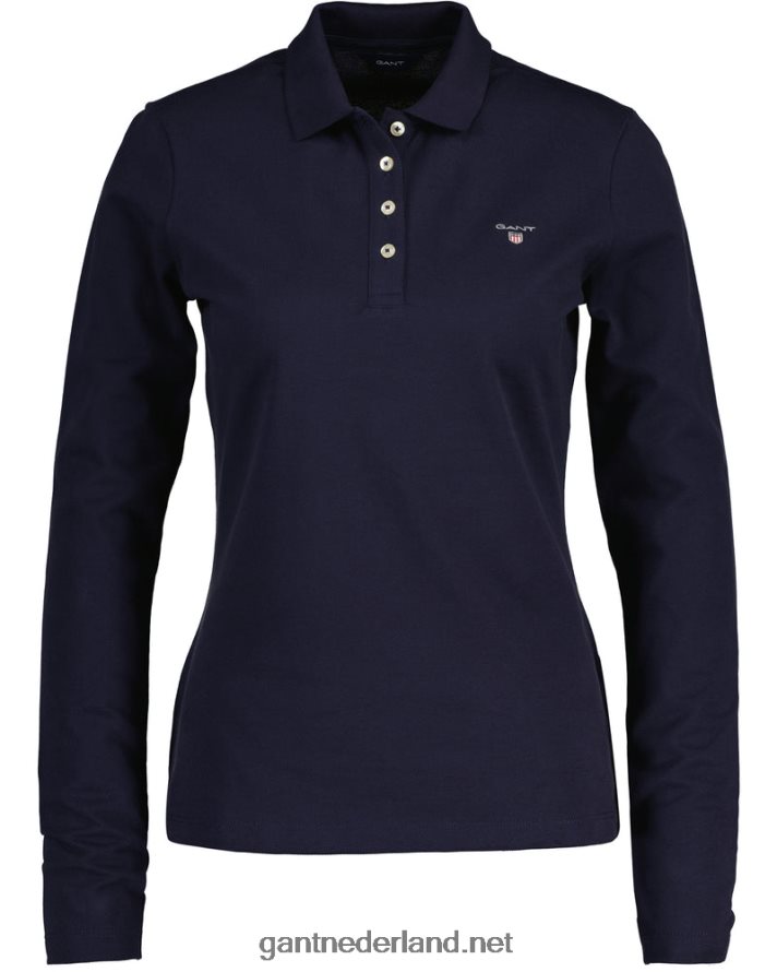GANT vrouwen avond blauw origineel piqué poloshirt met lange mouwen R48460629