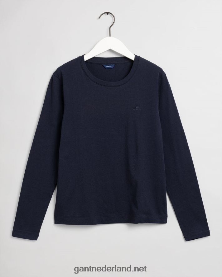 GANT vrouwen avond blauw origineel t-shirt met lange mouwen R48460632