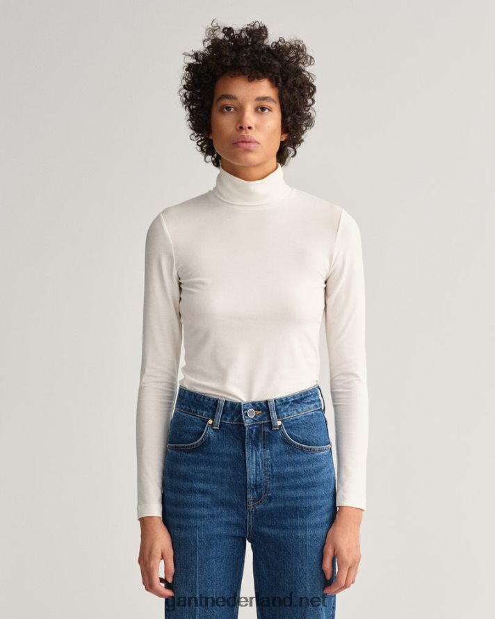 GANT vrouwen gebroken wit jersey coltrui met lange mouwen R48460625