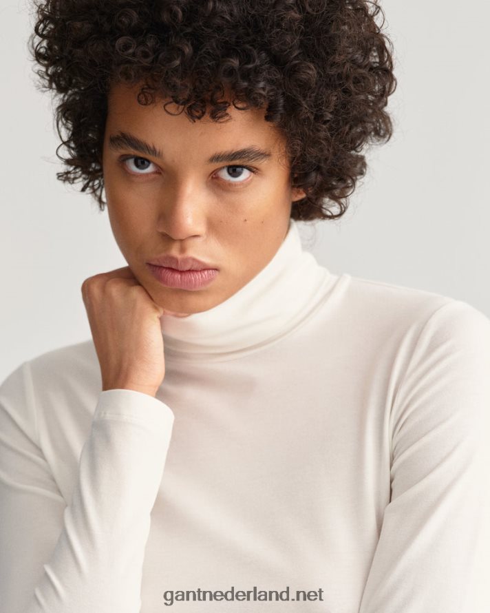 GANT vrouwen gebroken wit jersey coltrui met lange mouwen R48460625