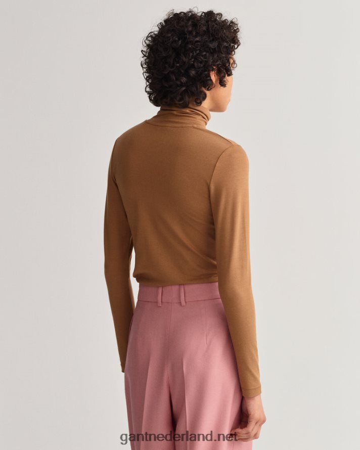 GANT vrouwen geroosterde walnoot jersey coltrui met lange mouwen R48460624