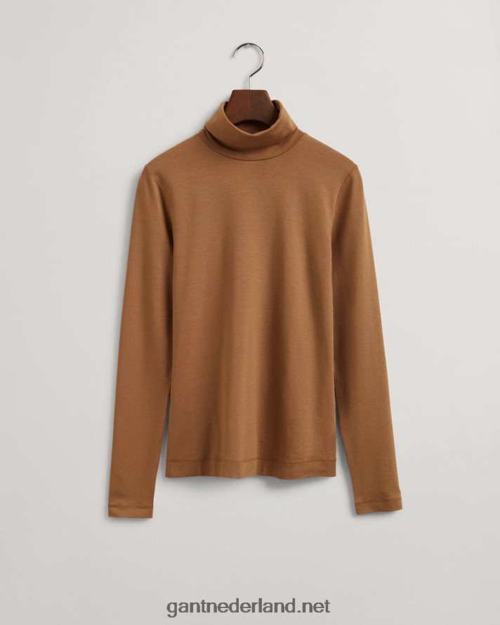 GANT vrouwen geroosterde walnoot jersey coltrui met lange mouwen R48460624