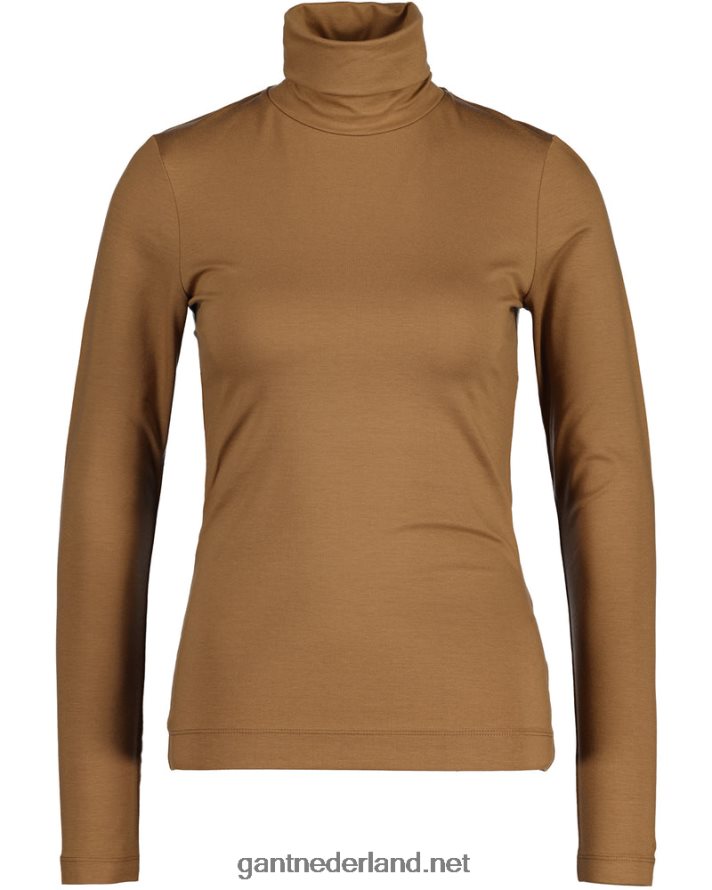 GANT vrouwen geroosterde walnoot jersey coltrui met lange mouwen R48460624