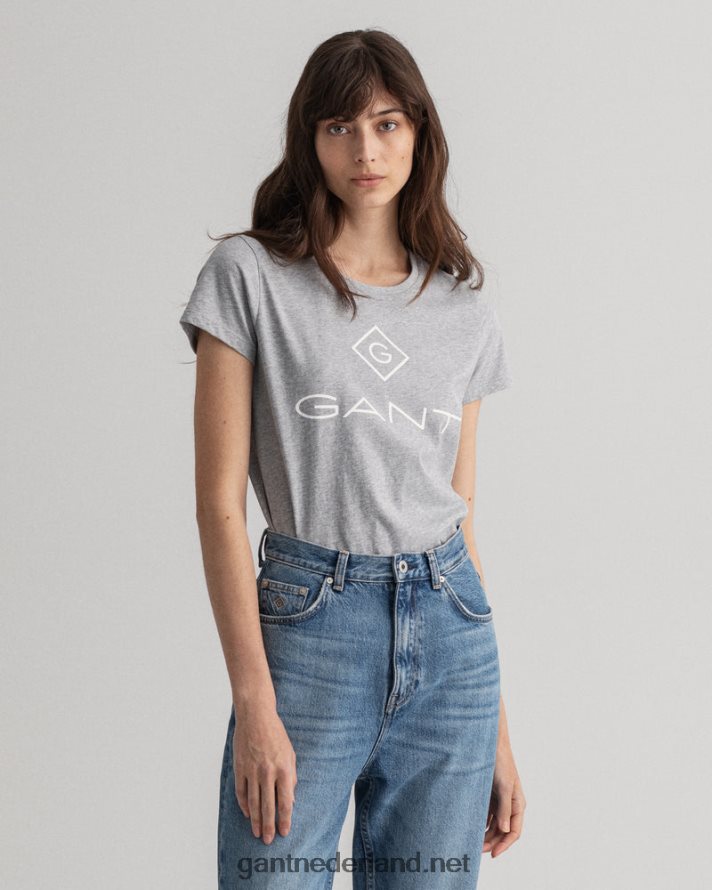GANT vrouwen grijs gemêleerd T-shirt met logo R48460640