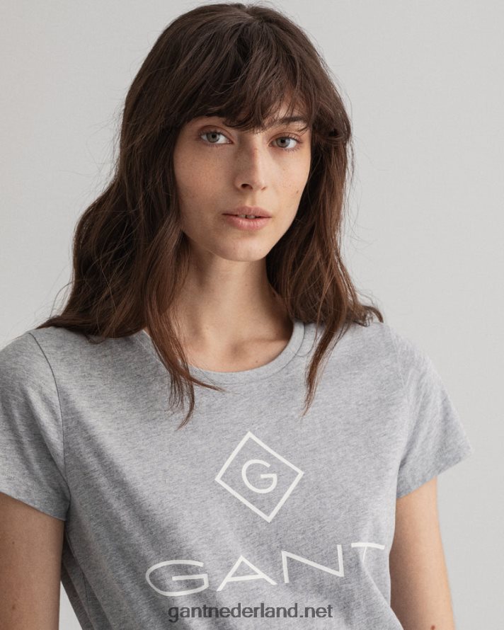 GANT vrouwen grijs gemêleerd T-shirt met logo R48460640