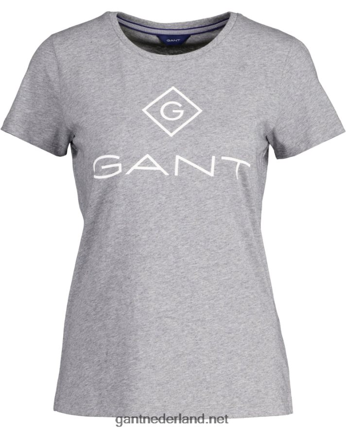 GANT vrouwen grijs gemêleerd T-shirt met logo R48460640