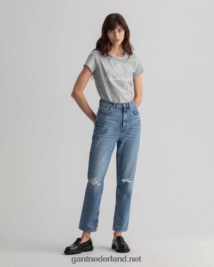 GANT vrouwen grijs gemêleerd T-shirt met logo R48460640