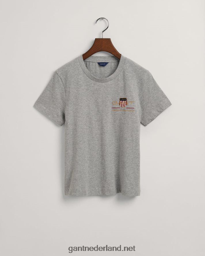 GANT vrouwen grijs gemêleerd archief schild t-shirt R48460613