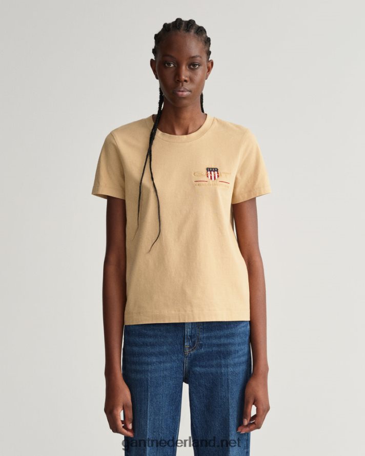 GANT vrouwen hazelnoot beige archief schild t-shirt R48460608
