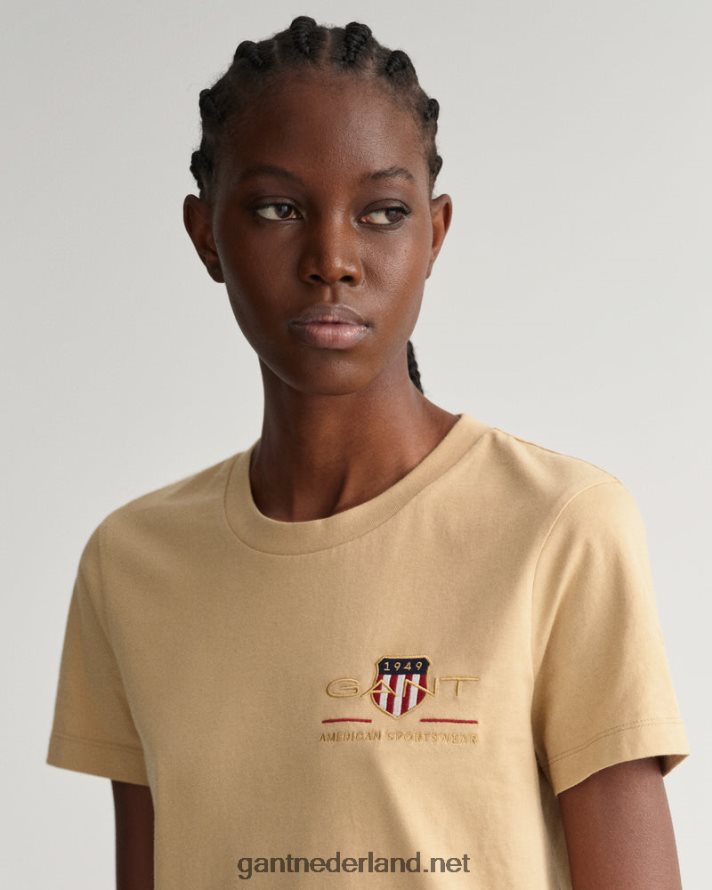 GANT vrouwen hazelnoot beige archief schild t-shirt R48460608