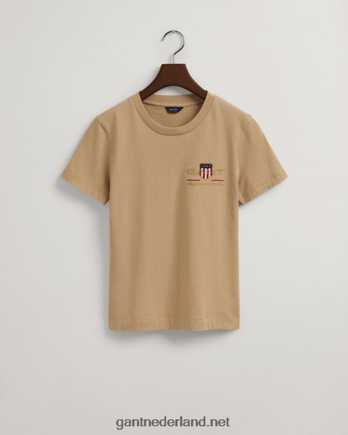GANT vrouwen hazelnoot beige archief schild t-shirt R48460608