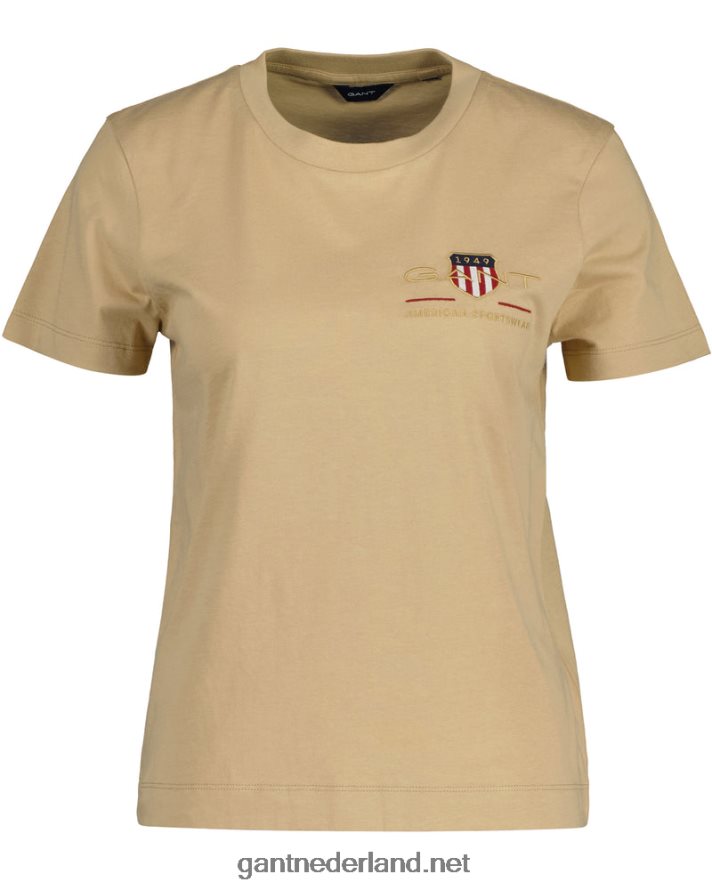 GANT vrouwen hazelnoot beige archief schild t-shirt R48460608