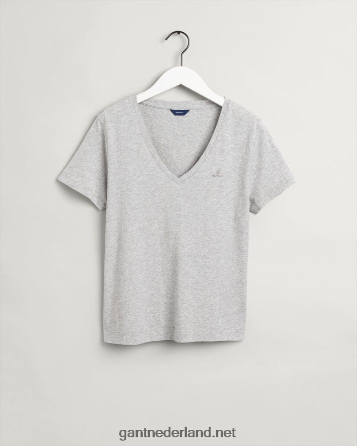 GANT vrouwen lichtgrijs gemêleerd origineel v-hals t-shirt R48460619