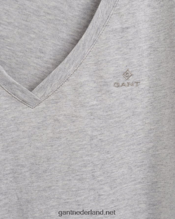 GANT vrouwen lichtgrijs gemêleerd origineel v-hals t-shirt R48460619