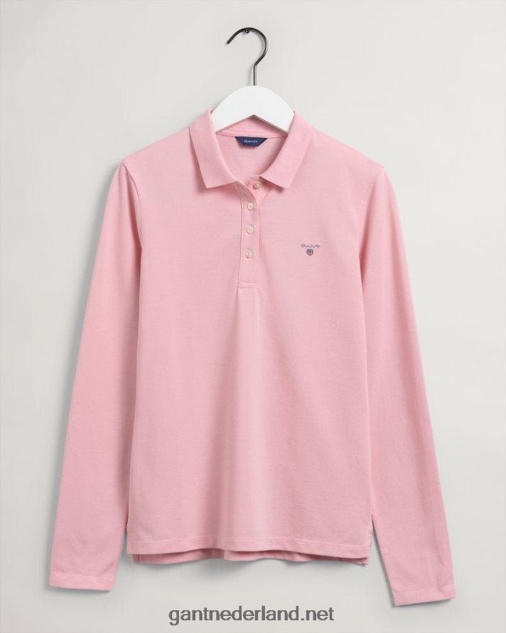 GANT vrouwen preppy roze origineel piqué poloshirt met lange mouwen R48460609