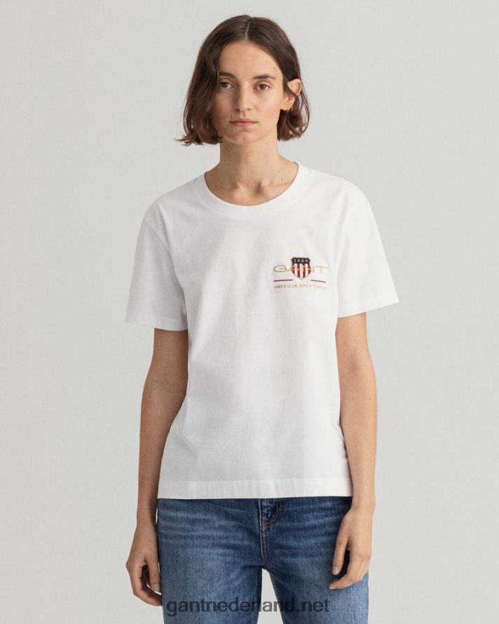 GANT vrouwen wit archief schild t-shirt R48460618