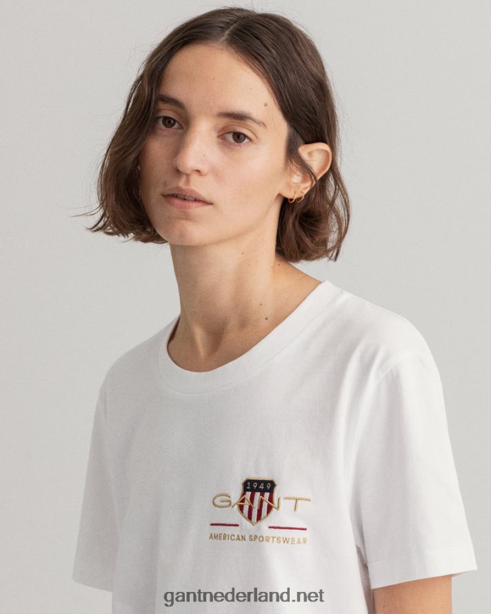 GANT vrouwen wit archief schild t-shirt R48460618